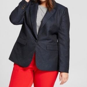 Navy with gold dot blazer. Size 18
